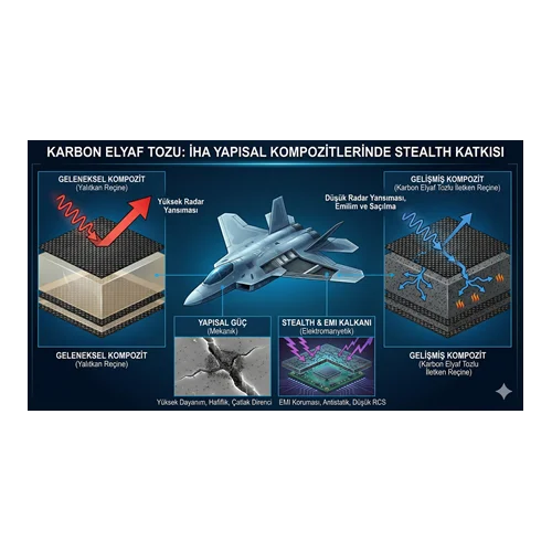 Karbon Elyaf Tozu: İHA Yapısal Kompozitlerinde Stealth Katkısı.