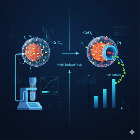 Ceria destekli katalizörlerde yüzey alanı ve aktivite ilişkisi: BET ölçüm rehberi