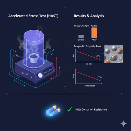 NdFeB tozlarının manyetik korozyon testi: endüstriyel protokol ve sonuç yorumu