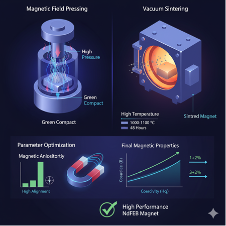 NdFeB mıknatıs tozlarının preslenmesi ve sinterlenmesi — parametre optimizasyonu