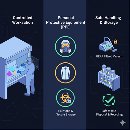 Rare earth oksitleri için güvenli toz-hazırlama ve iş güvenliği uygulamaları