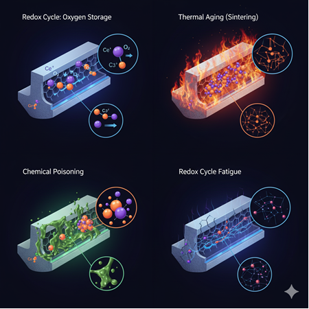 Cerium oksit ve redoks döngüsü: katalizör yaşam süresi çalışmaları