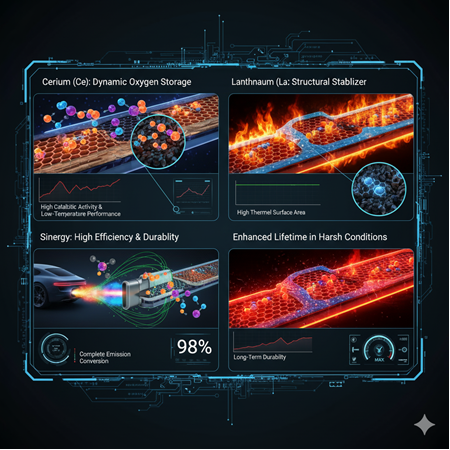 Lanthanum ve cerium içeren katalizörlerin otomotivde karşılaştırmalı performansı