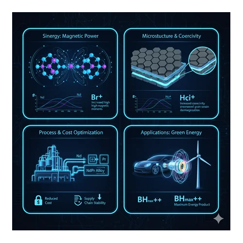 Neodimyum ve praseodymium alaşımlarında manyetik özellik optimizasyonu