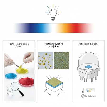 Europium fosforlarının beyaz LED üretiminde renk dengesi nasıl optimize edilir?