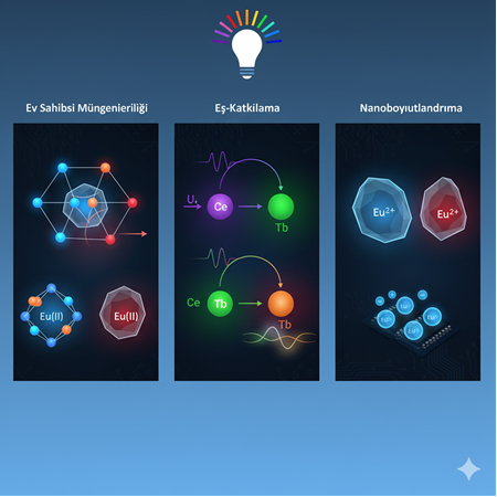 Europium ve terbiumlu fosforlarda dalga boyu kaydırma teknikleri