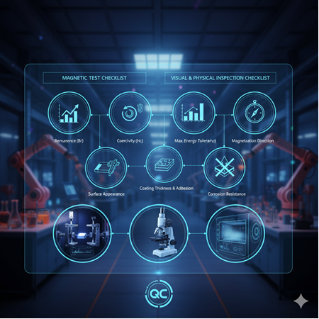 NdFeB mıknatıs üretiminde kalite kontrol: manyetik test ve görsel muayene checklist