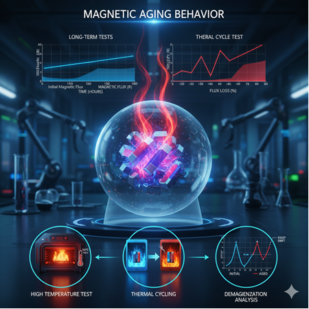 Samarium-cobalt mıknatısların manyetik yaşlanma davranışı: uzun dönem testleri