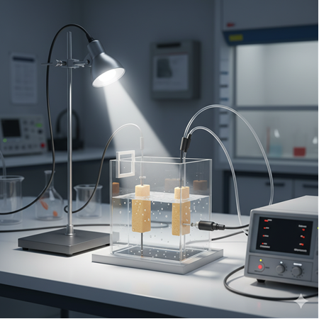 Ceria- destekli fotoelektrokataliz: su bölünmesi için deneysel düzenek